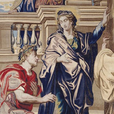 Hélène présente à Constantin la vraie croix (tapisserie) - > Rubens