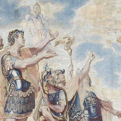 Apparition du chrisme à Constantin et à ses troupes (tapisserie) - > Rubens