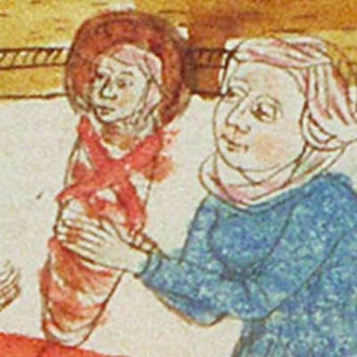 La naissance de la vierge (Speculum humanæ salvationis, KB 10 B 34, F4va)