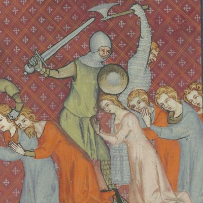 Maxence massacre les Romains (V. de Beauvais, Speculum Historiale, Ar5080)