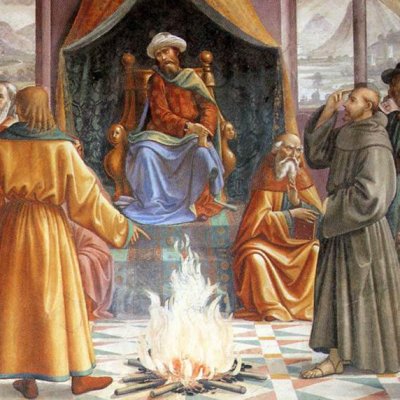 L’épreuve du feu (Histoire de saint François, chapelle Sassetti) - Ghirlandaio