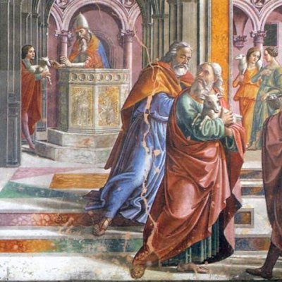 Joachim expulsé du Temple (Hist de la Vierge, chapelle Tornabuoni) - Ghirlandaio