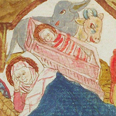 Nativité (Speculum humanæ salvationis, KB 10 B 34, F8va)