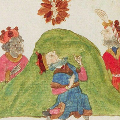 Apparition de l’étoile aux rois mages (Speculum humanæ salvationis, KB 10 B 34, F9vb)