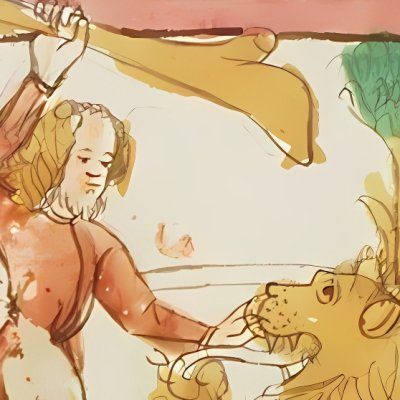Benayahu tue le lion dans la citerne (Speculum humanæ salvationis 10C23)