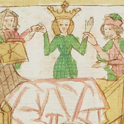 Naissance de Marie (Speculum humanæ salvationis, KB 10 C 23, F7v)