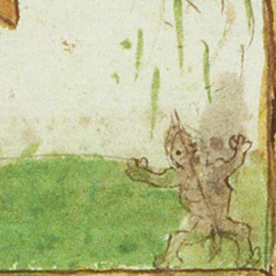 Gédéon voit la rosée sur la toison (Speculum humanæ salvationis, KB 10 C 23, F11r)