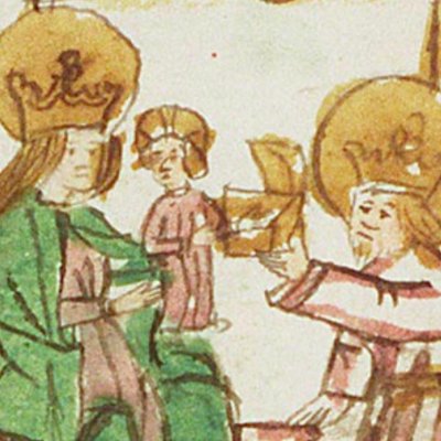 L’adoration des rois mages (Speculum humanæ salvationis, KB 10 C 23, F12v)