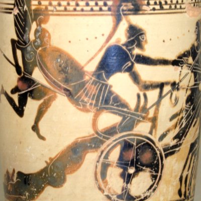 Achille traîne le corps d’Hector sur son char - Peintre de Diosphos