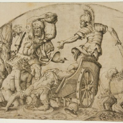 Achille traînant le corps d’Hector autour des murs de Troie - att. Giulio Romano