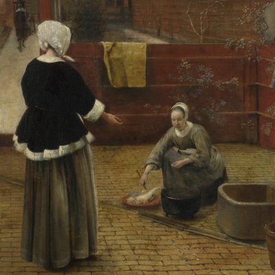 Femme et sa servante dans une cour - Pieter de Hooch