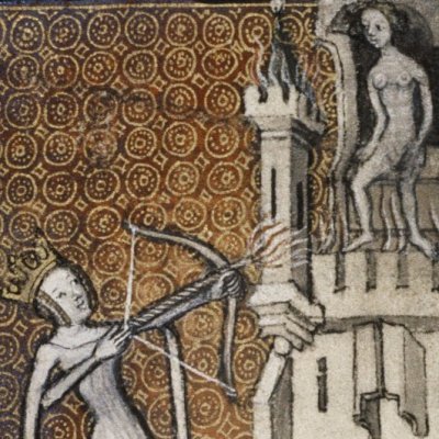 Vénus vise l’idole d’argent du château (Roman de la rose, Oxford e Mus 65, F166)