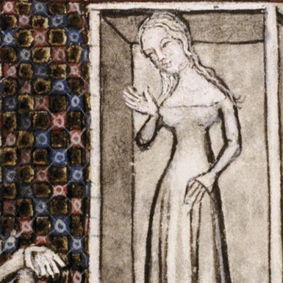 Pygmalion donne à sa statue un gage d’amour (R. de la rose, Oxf. Douce 332 F192)