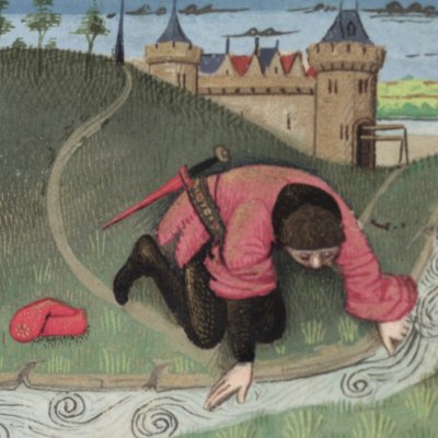La fontaine périlleuse (Roman de la rose, Oxford Douce 195, F1v)
