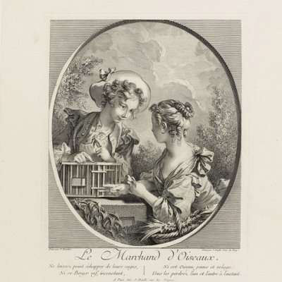 Le marchand d’oiseaux - Daullé d’après Boucher
