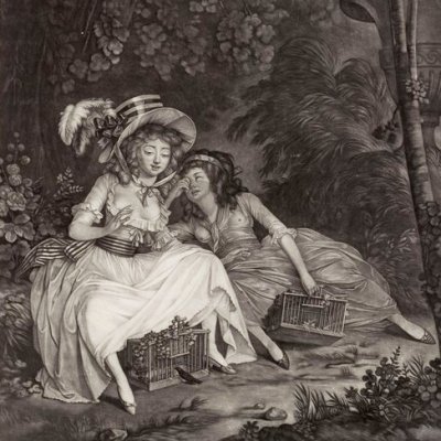 Les deux cages, ou la plus heureuse - De Bréa after Nicolas Lavreince