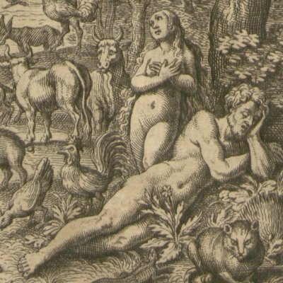 Création des animaux, d’Adam & d’Eve (Gottfried, Hist. Chronica, 1674) - Merian