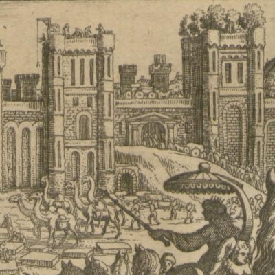 Les jardins suspendus de Babylone (Gottfried, Hist. Chronica, 1674) - Merian