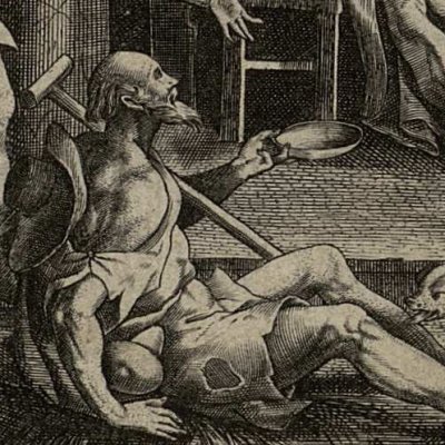 Lazare et le mauvais riche - Pierre Firens after Crispin de Passe