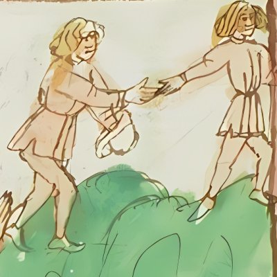 Tobie & l’ange quittent Anne & Tobit (Speculum humanæ salvationis 10C23)