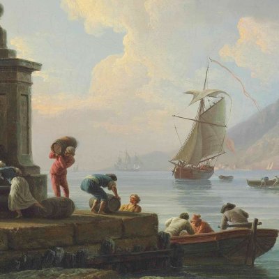 Port méditerranéen, déchargement d’une embarcation - Vernet