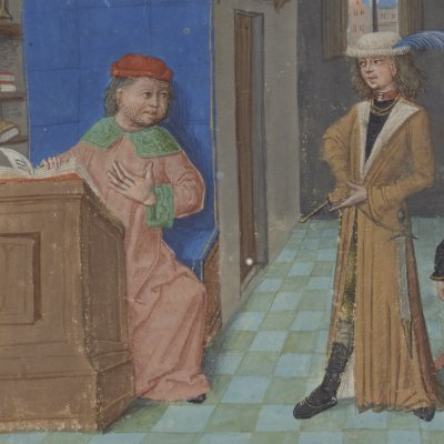 Guillaume VII Larchevêque et Couldrette (Roman de Mélusine, ms Fr24383)
