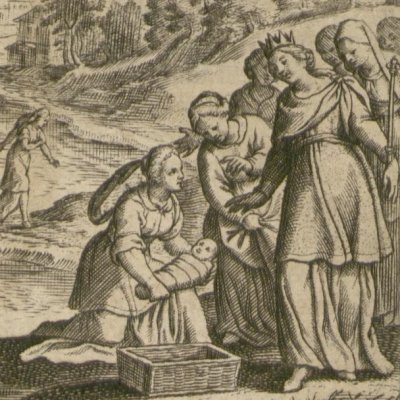 Moïse sauvé des eaux (Gottfried, Hist. Chronica, 1674) - Merian