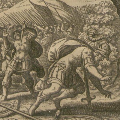 Suicide de Saül (Gottfried, Hist. Chronica, 1674) - Merian