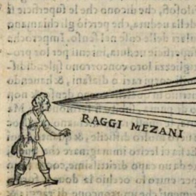 Della pittura, Les rayons médians, p. 312 (Alberti, Opuscoli morali, 1568)