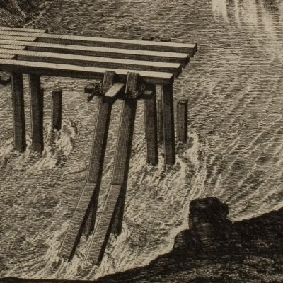 Construction d’un pont (Alberti, Della Architettura, Bologne, 1782, l.IV, p. 92)