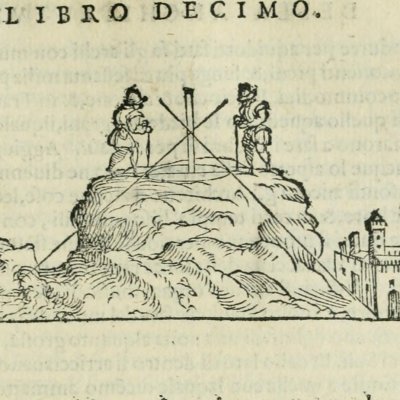 Mesures de dénivelé depuis le haut (Alberti, L’architettura, 1565, p. 379)