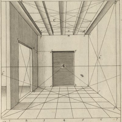 Point de fuite et lignes de perspective (Hondius, Perspective, 1647, p. 13)