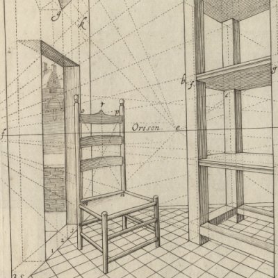 Chambre avec double ouverture (Hondius, Perspective, 1647, p. 35)