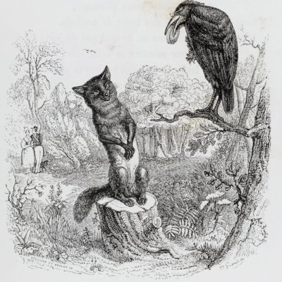 The Raven and the Fox (Furne 1847) - Brévière and Hébert after Grandville