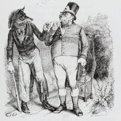 Le loup et le chien (Furne 1847) - Grandville
