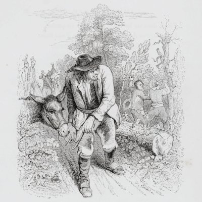Les voleurs et l’âne (Furne 1847) - Brévière et Hébert d'après Grandville