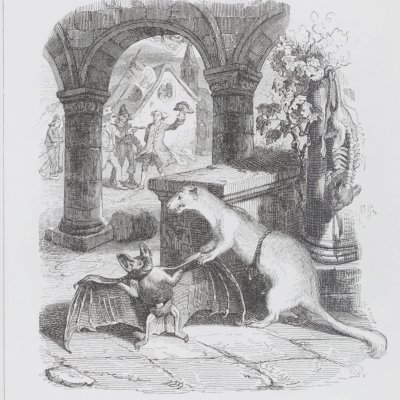 The bat and the two weasels (Furne 1847) - Grandville