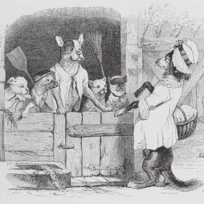 La lice et sa compagne (Furne 1847) - Brévière after Grandville