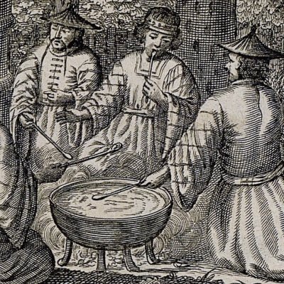 Fruit de la Po-lo-nie ou Sac de miel (Kircher, Chine illustrée, 1670)