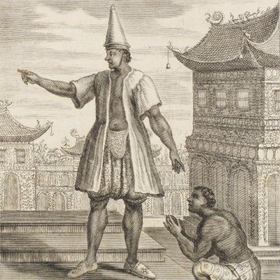 Mandarin avec un de ses gens (Voyage de Siam, 1686) - Sevin