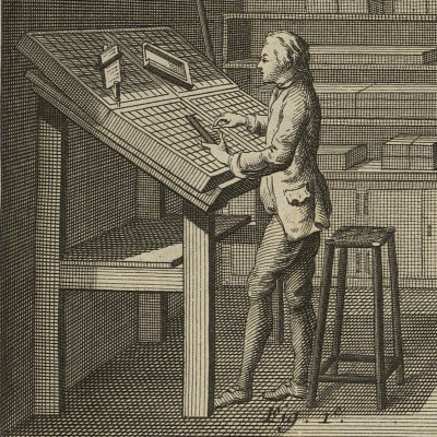 Opération de la casse  (Encyclopédie, t. 24, Imprimerie en lettres, Pl. 1)