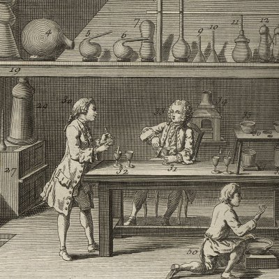 Laboratoire et table des Raports  (Encyclopédie, t. 20, Chimie, Pl. 1)