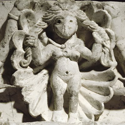 Aphrodite anadyomène copte entre deux tritons