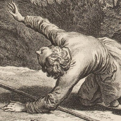 Le pâtre et le lion (La Fontaine, Desaint et Saillant, 1755) - Oudry