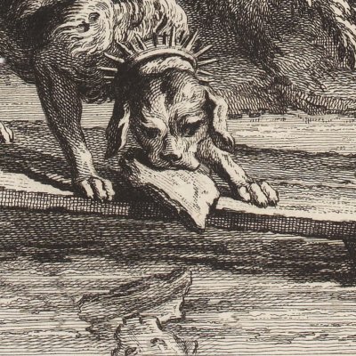 Le chien qui lâche sa proie pour l’ombre (La Fontaine, Desaint… 1755) - Oudry