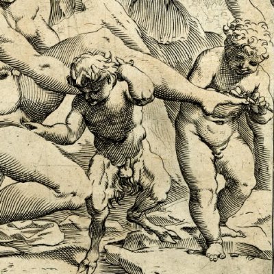 Nymphe, putto et satyre enfant (Lascivie) - Carrache