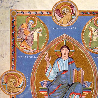 Christ en gloire bénissant (Codex aureus d’Echternach, f°2v°)