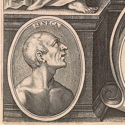 Frontispice des O. C. de Sénèque, éd. Juste Lipse, Anvers, Plantin, 1605