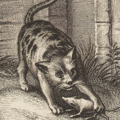 Le vieux chat & la jeune souris (La Fontaine, Desaint et Saillant, 1755) - Oudry