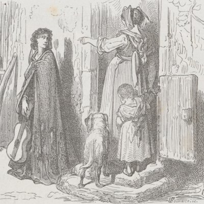 La cigale et la fourmi, vignette (Fables de La Fontaine, Hachette, 1867) - Doré
